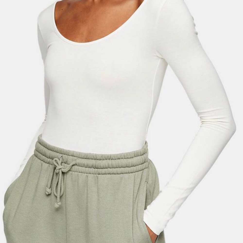 Topshop ivory ribbed bodysuit